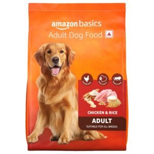 Amazon Basics Dry Dog Food | 5 Kg | Chicken & Rice | with Real Chicken Meat | Kibble for Adult Dogs | Packed with Protein | Suitable for All Breeds