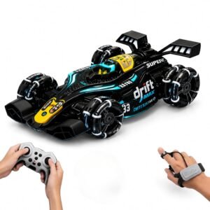 RC 4x4 Formula F1 Drift Smoke Car 1:14 Scale Remote Control, 2.4GHz Hand Gesture Sensor Controller, 360° Rotation Stunt Racing Toy with LED Car Glowing Lights, Music for Kids Boys Girls Adults 4+